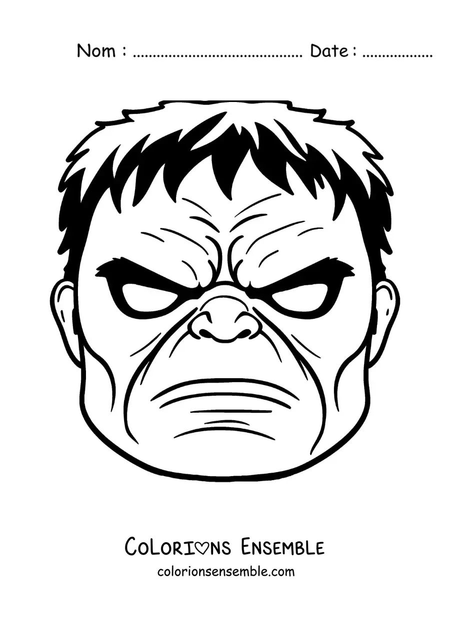 Image à colorier d’un masque de Hulk des Avengers