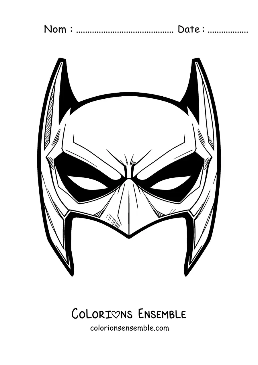 Image à colorier d’un masque de Batman