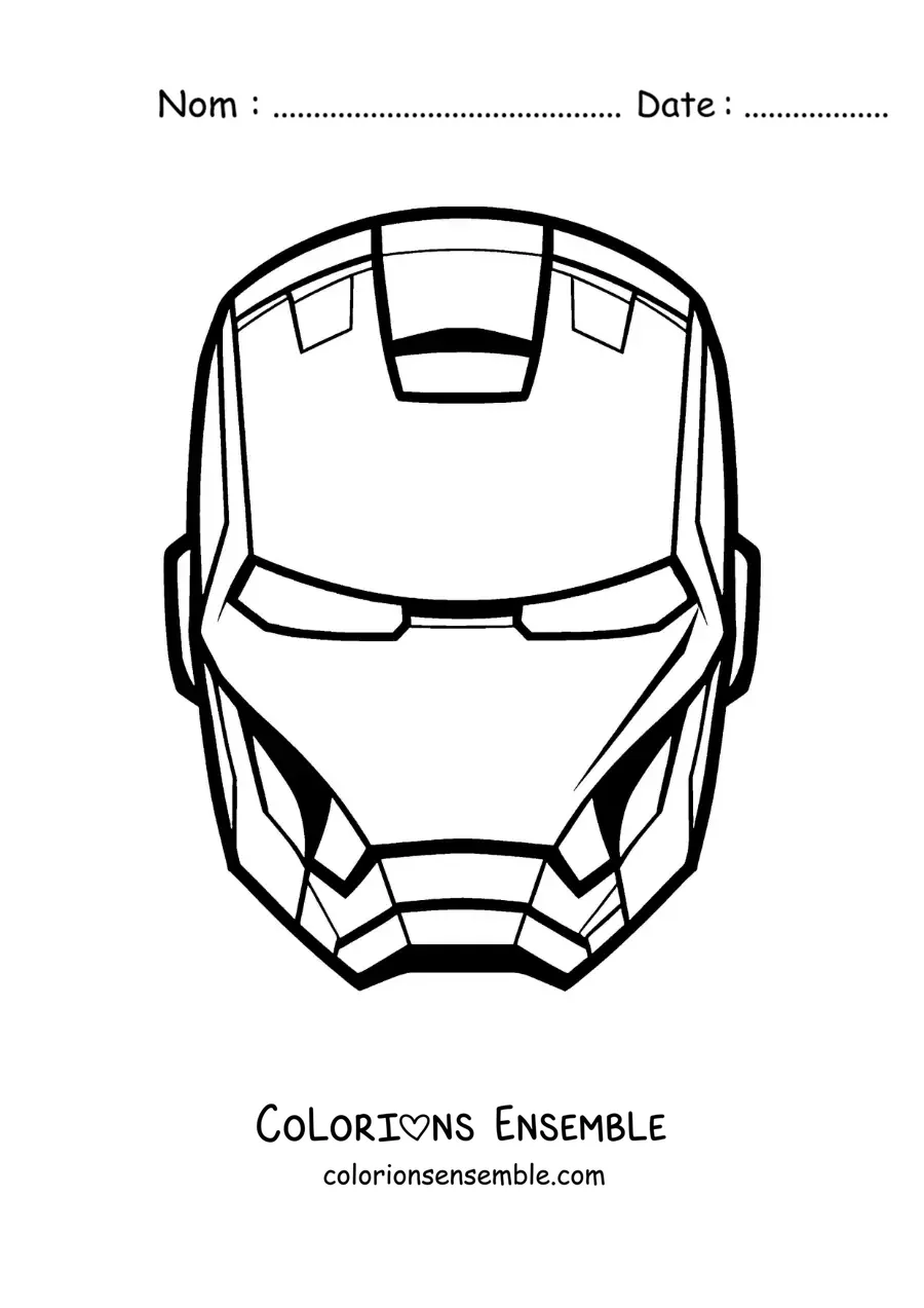 Image à colorier d’un masque d’Iron Man pour un déguisement d’enfant