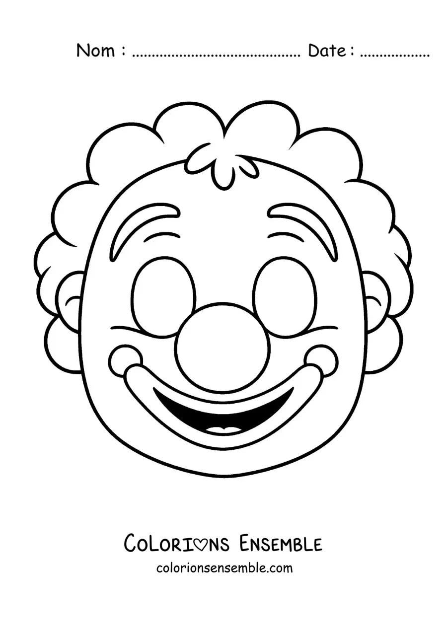 Image à colorier d’un masque de clown
