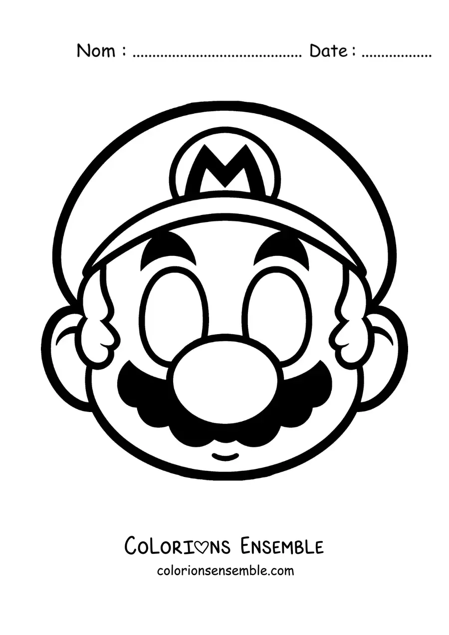 Image à colorier d’un masque de Mario