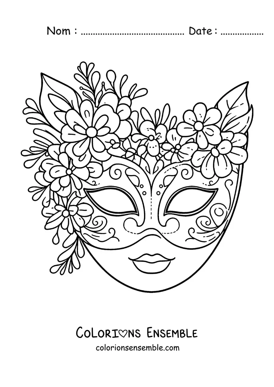 Image à colorier d’un loup à fleurs pour les filles