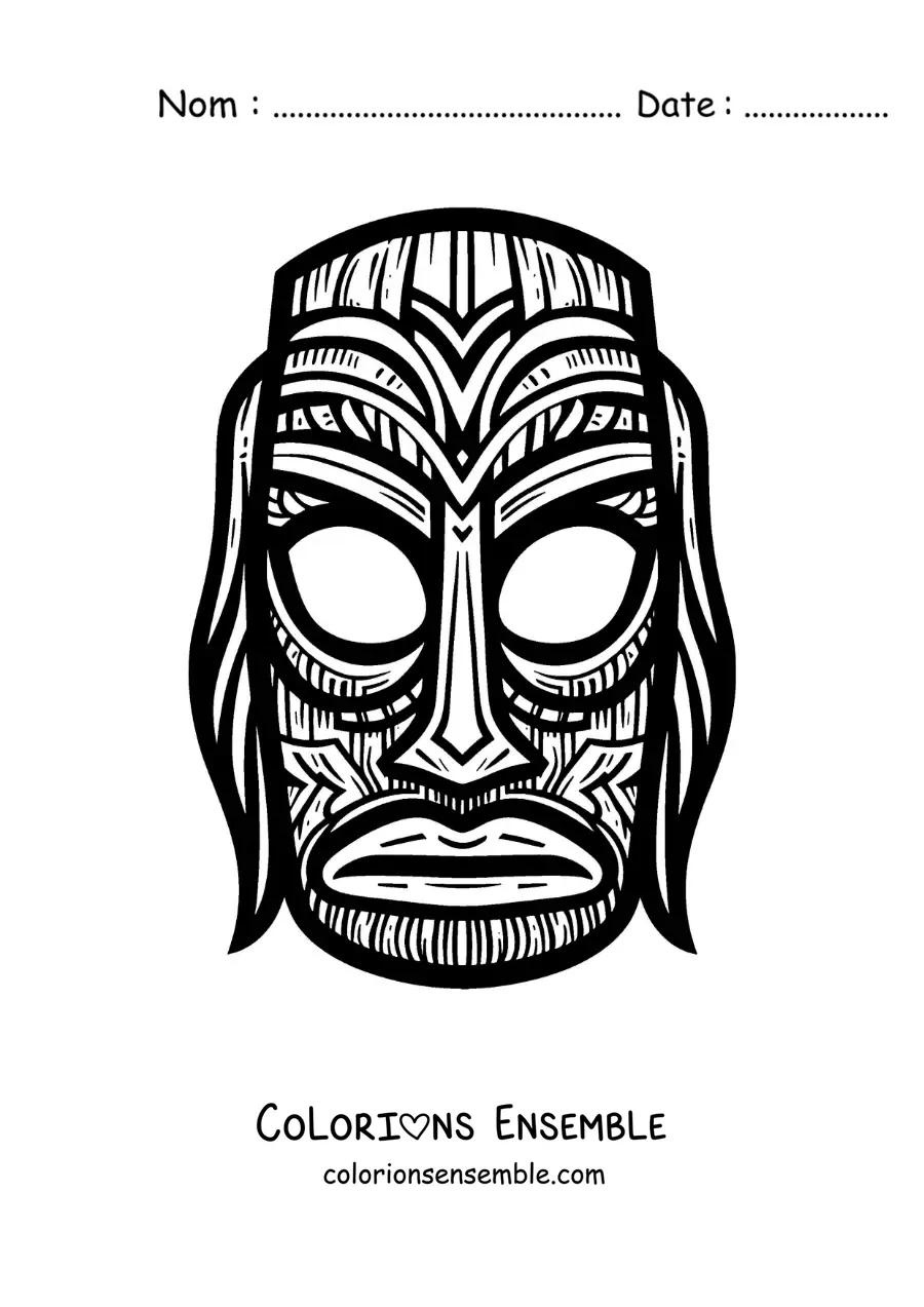 Image à colorier d’un masque tiki