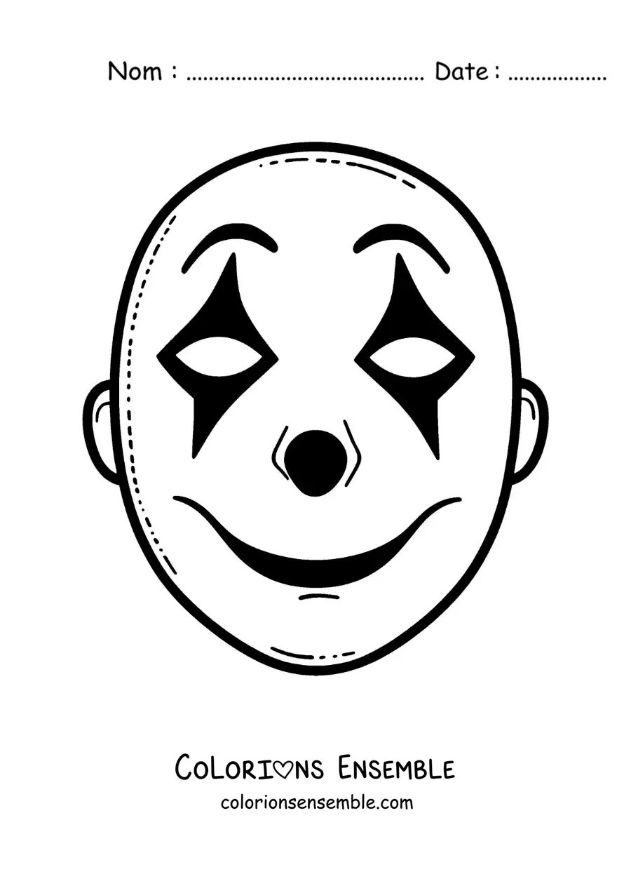Image à colorier d’un masque de mime