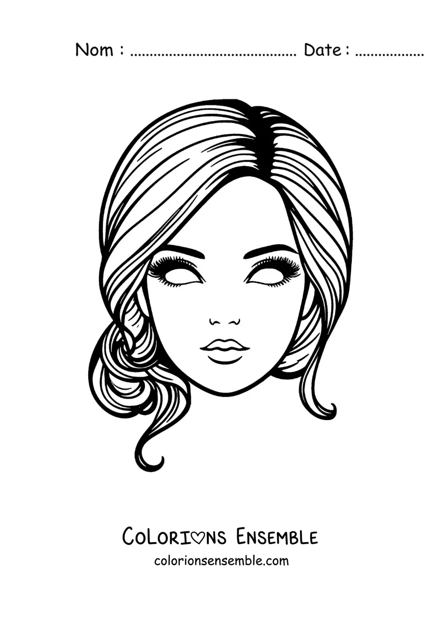 Image à colorier d’un masque de Barbie
