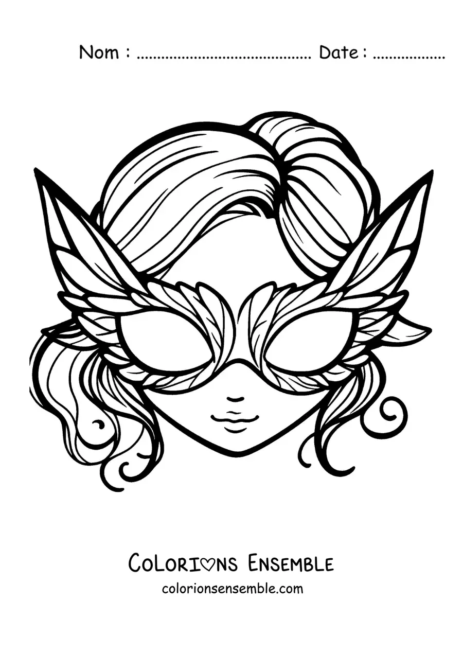 Image à colorier d’un masque pour fille