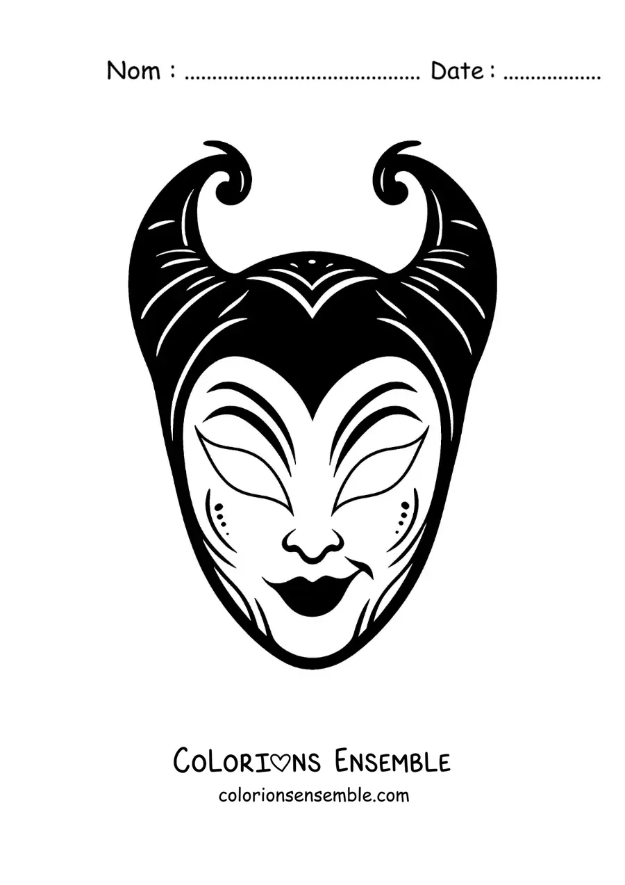 Image à colorier d’un masque de Maléfique