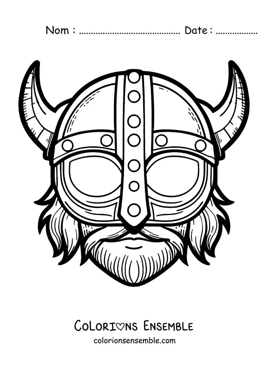 Image à colorier d’un masque de viking