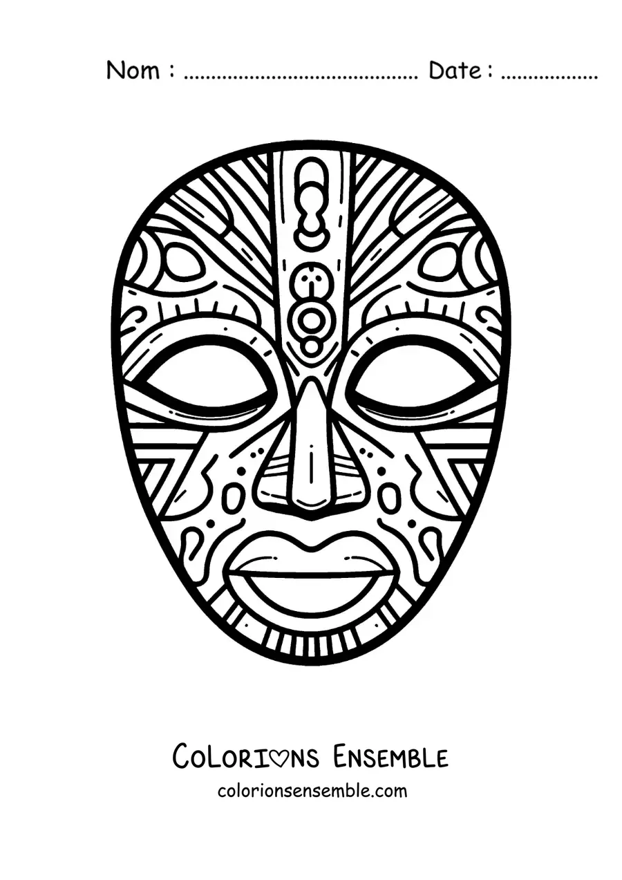 Image à colorier d’un masque africain