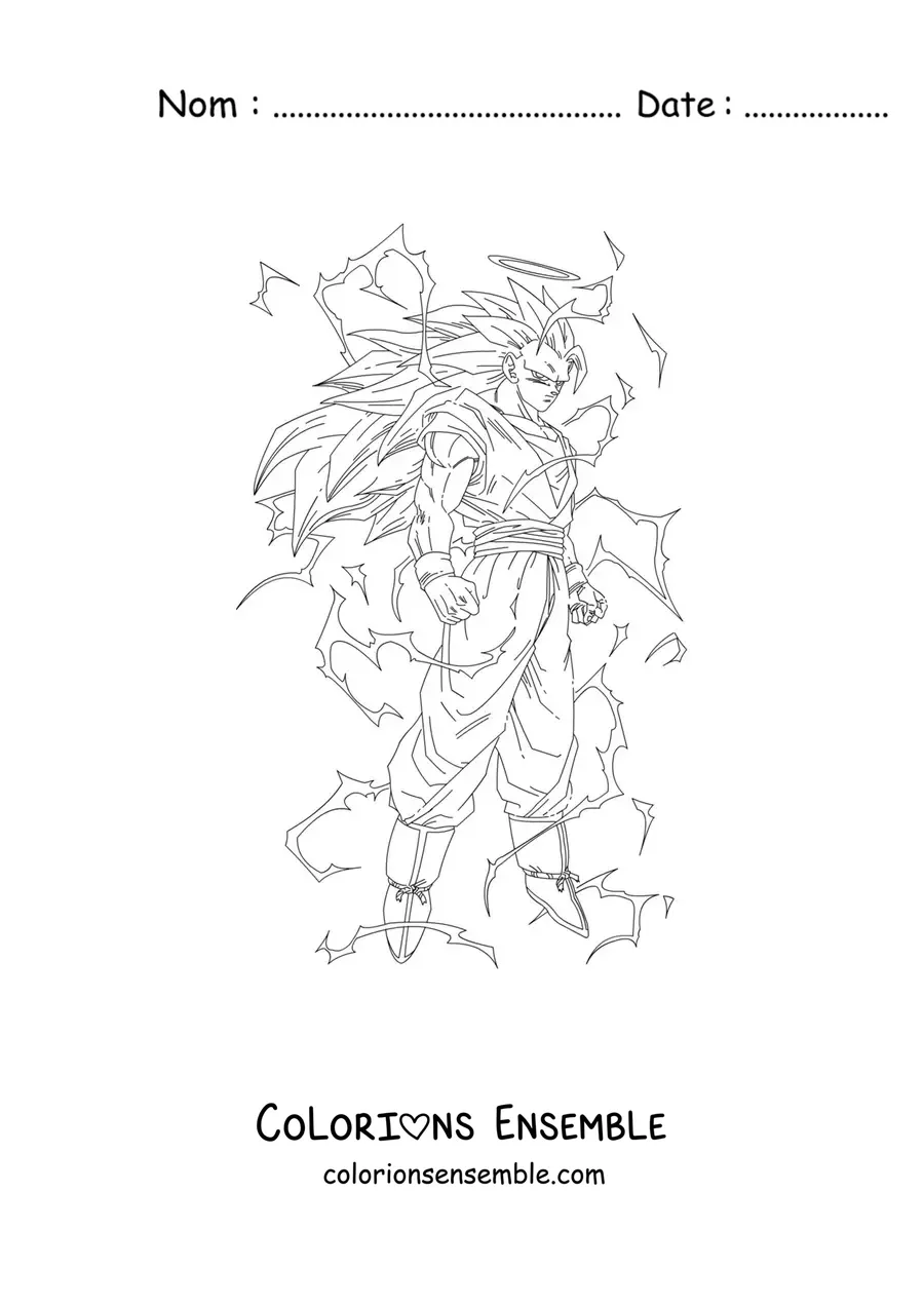 Coloriage de Goku en mode Super Saiyan 3