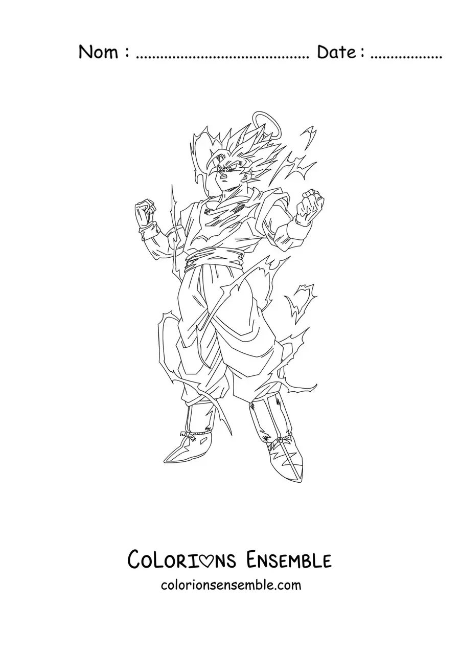 Coloriage de Goku en mode Super Saiyan 2