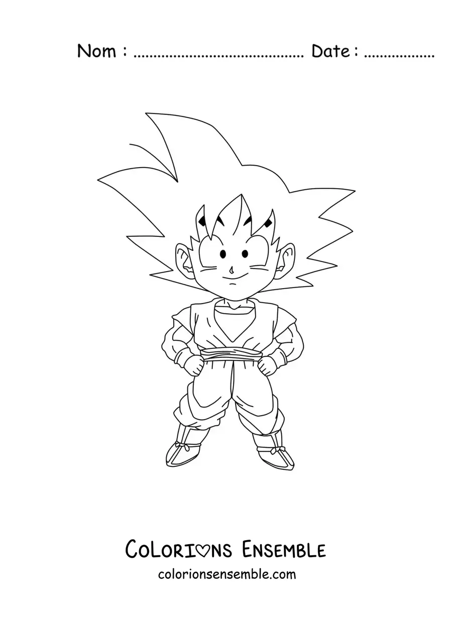 Coloriage de Goku enfant tout kawaii