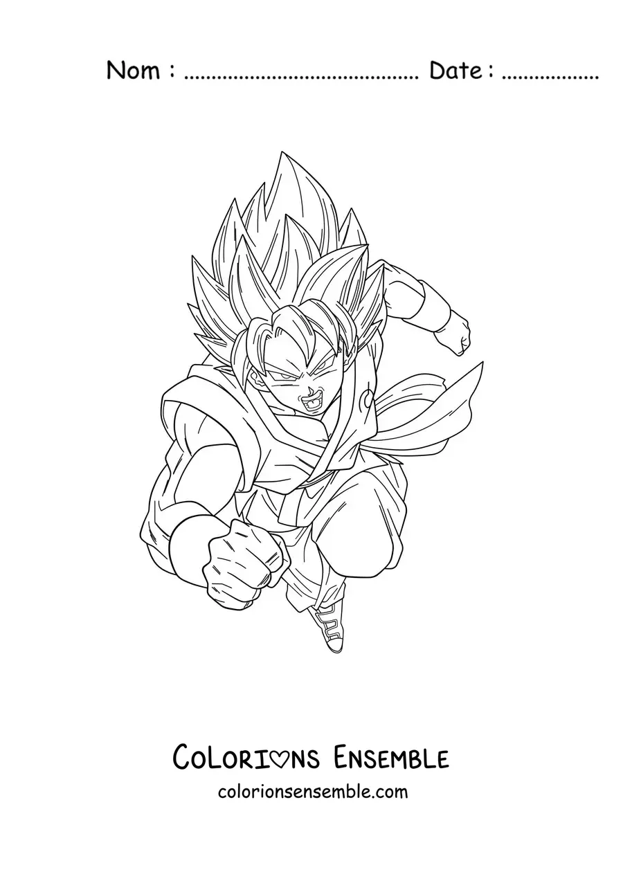 Coloriage de Goku en mode Super Saiyan Blue