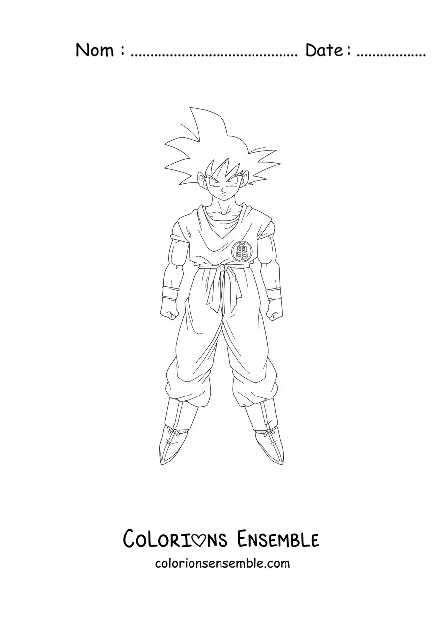 Coloriage de Goku debout, vu de face