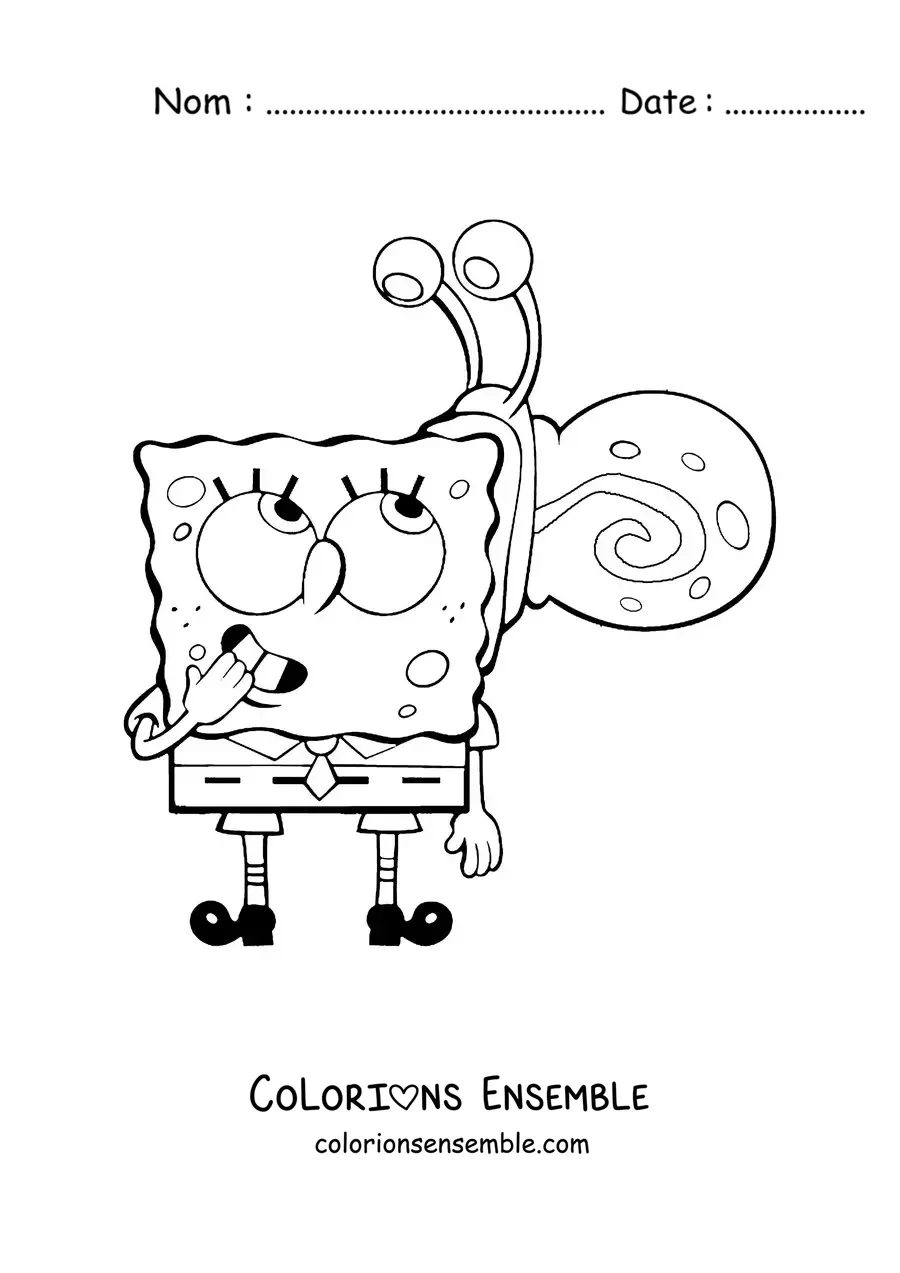 Coloriage de Bob l’éponge avec Gary