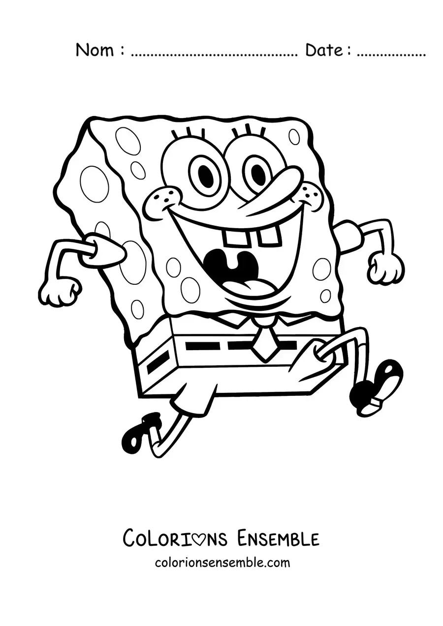 Coloriage de Bob l’éponge qui court tout excité