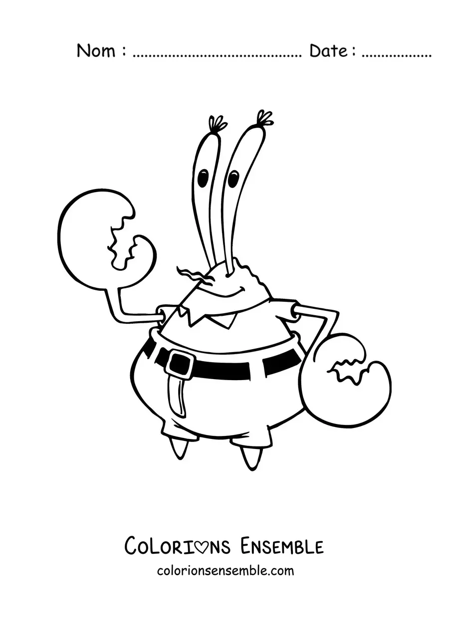 Coloriage de Monsieur Krabs qui fait coucou