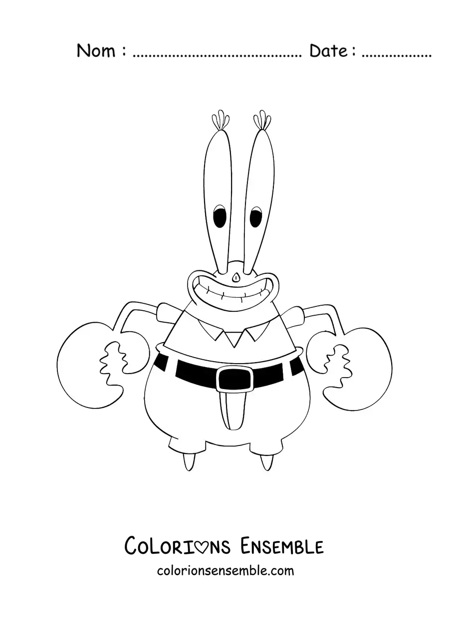 Coloriage de Monsieur Krabs en train de sourire