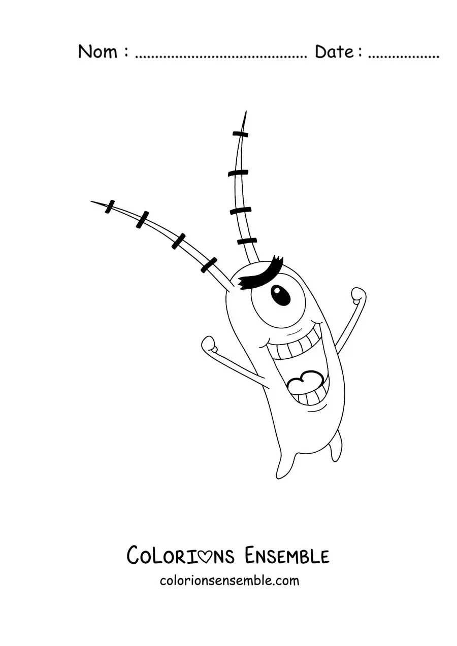 Coloriage de Plankton avec un sourire malicieux