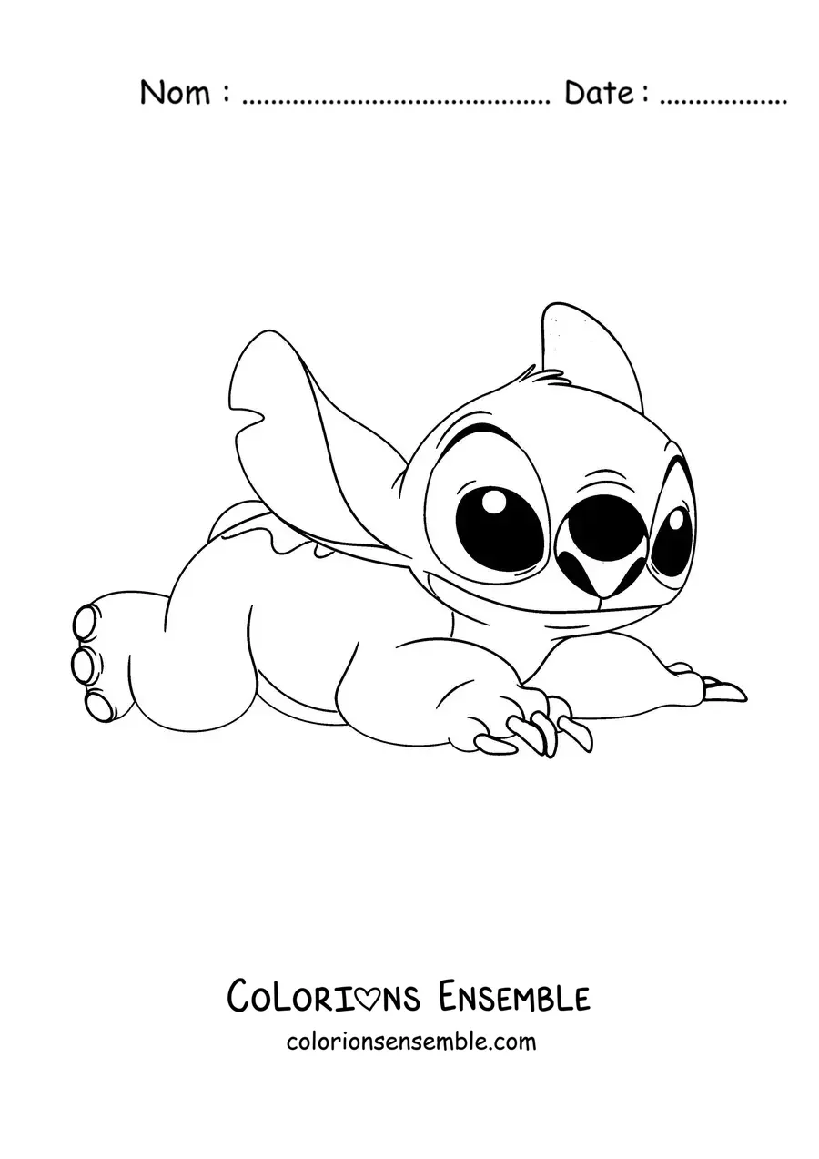 Coloriage de Stitch allongé
