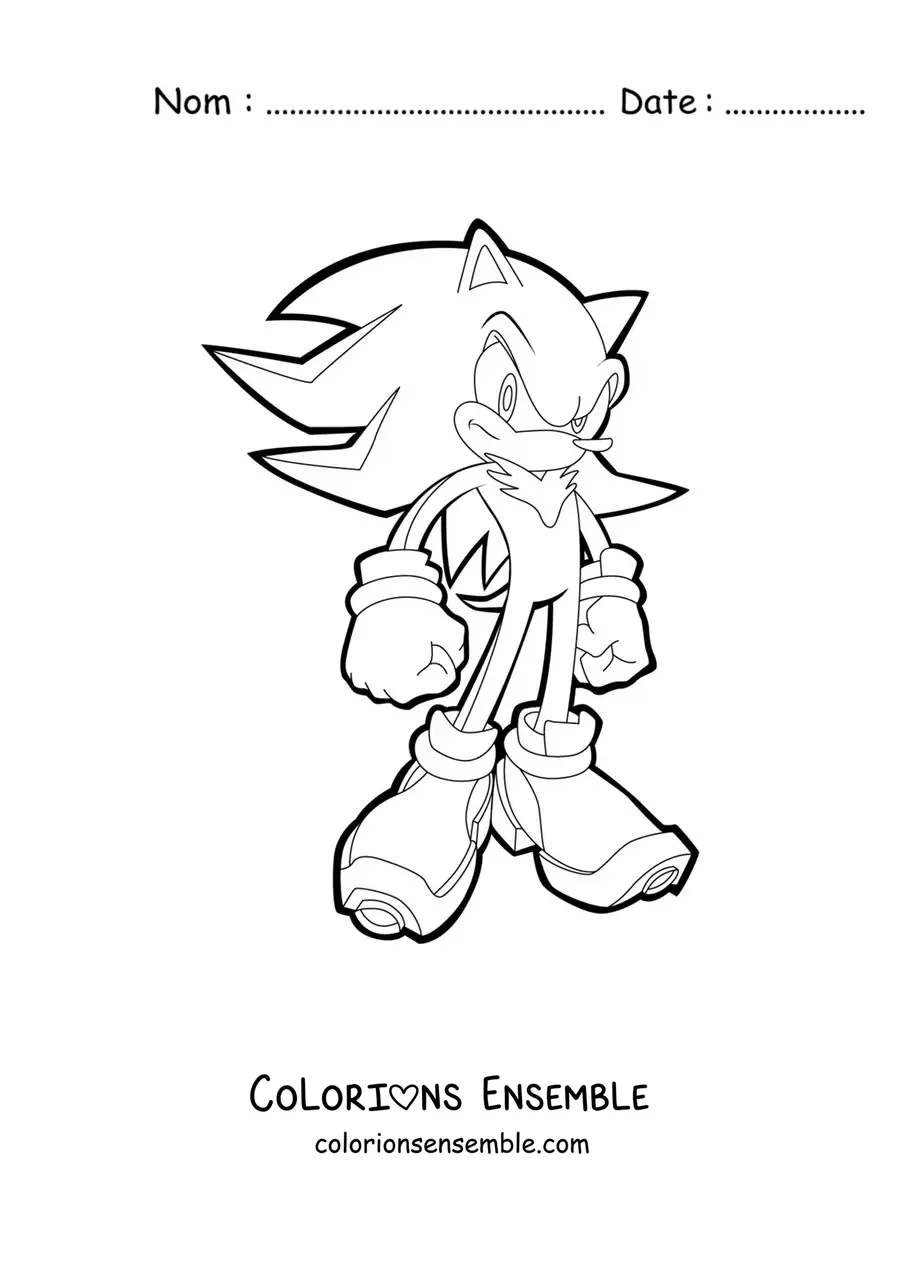Coloriage de Shadow de Sonic en position de combat