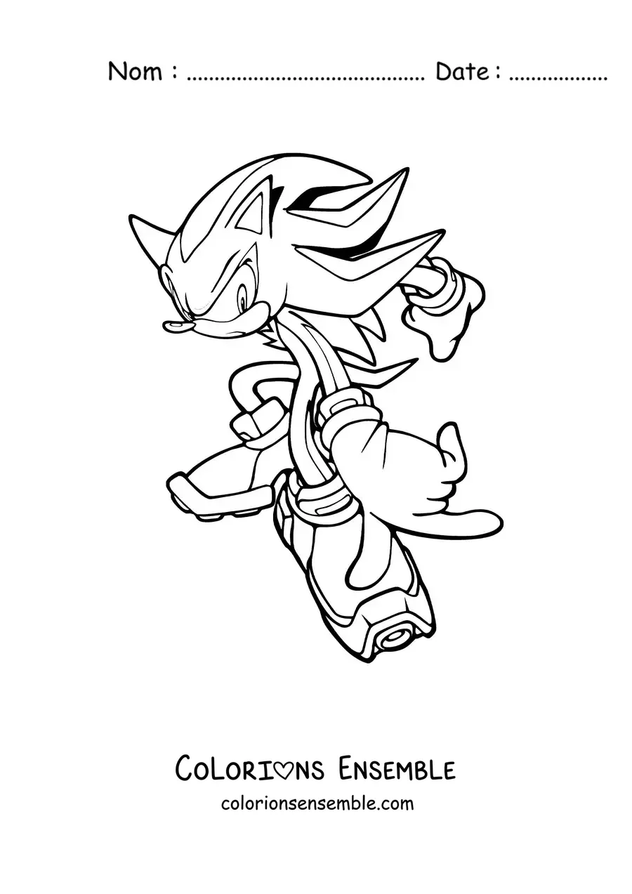 Coloriage de Shadow de Sonic accroupi