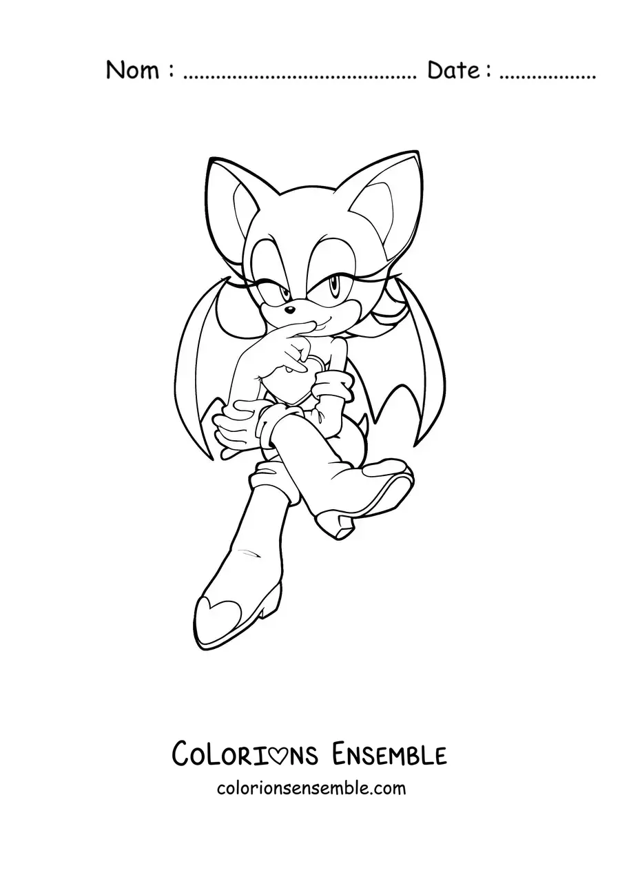 Coloriage de Rouge de Sonic assise, les jambes croisées