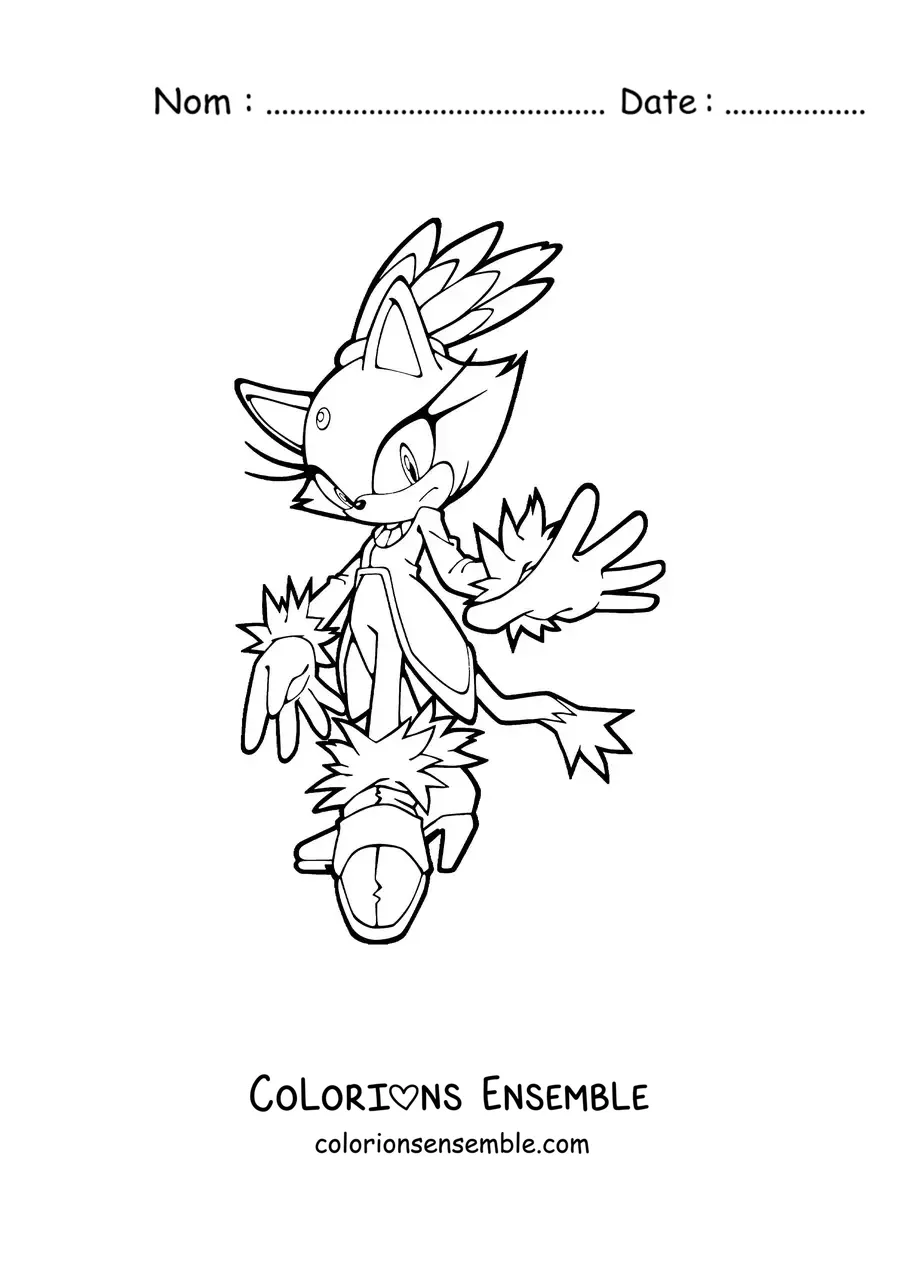 Coloriage de Blaze de Sonic en position de combat