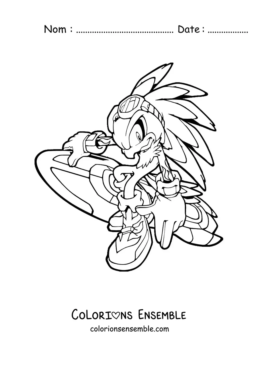 Coloriage de Jet de Sonic tenant sa planche