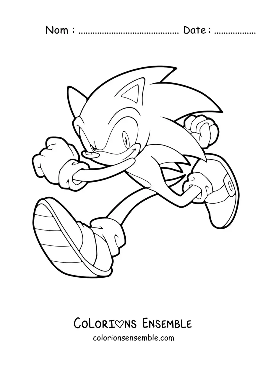 Coloriage de Sonic en train de courir