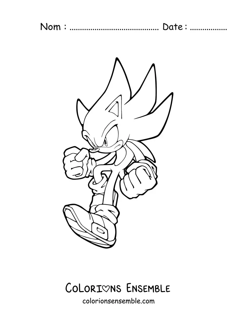 Coloriage de Sonic en train d’atterrir