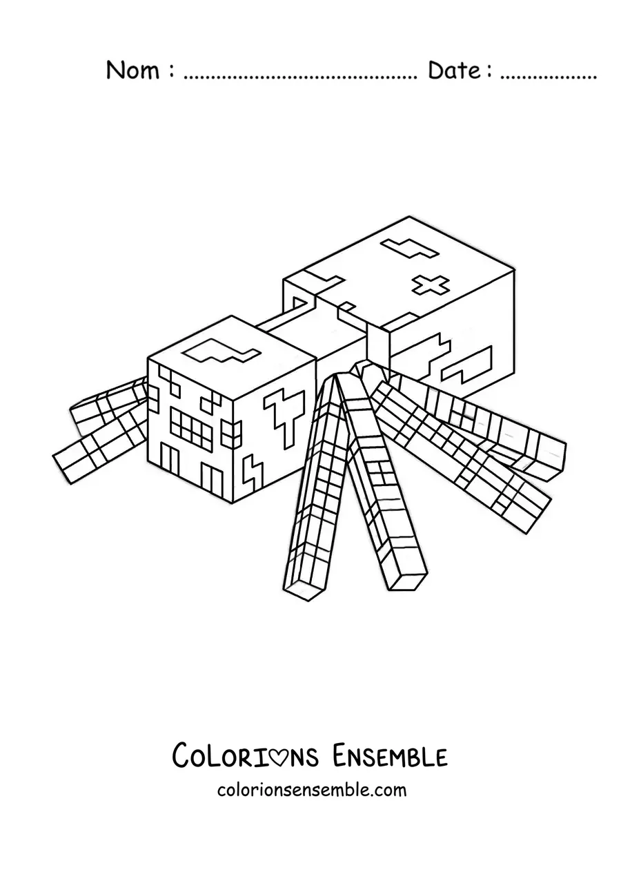Coloriage d’une araignée de Minecraft