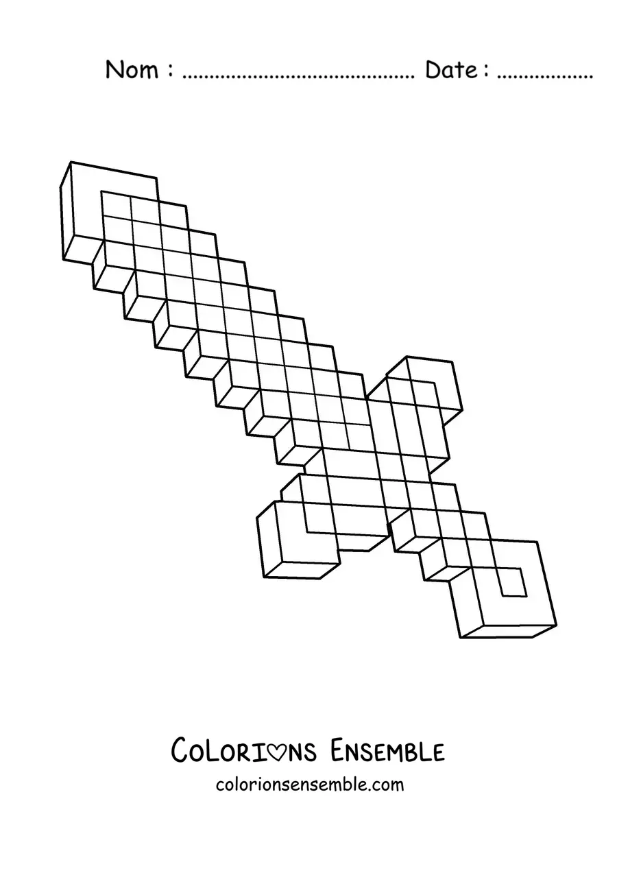 Coloriage d’une épée de Minecraft