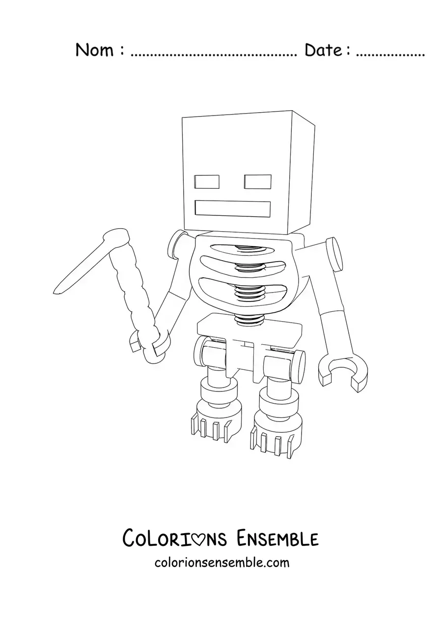 Coloriage d’un squelette de Minecraft
