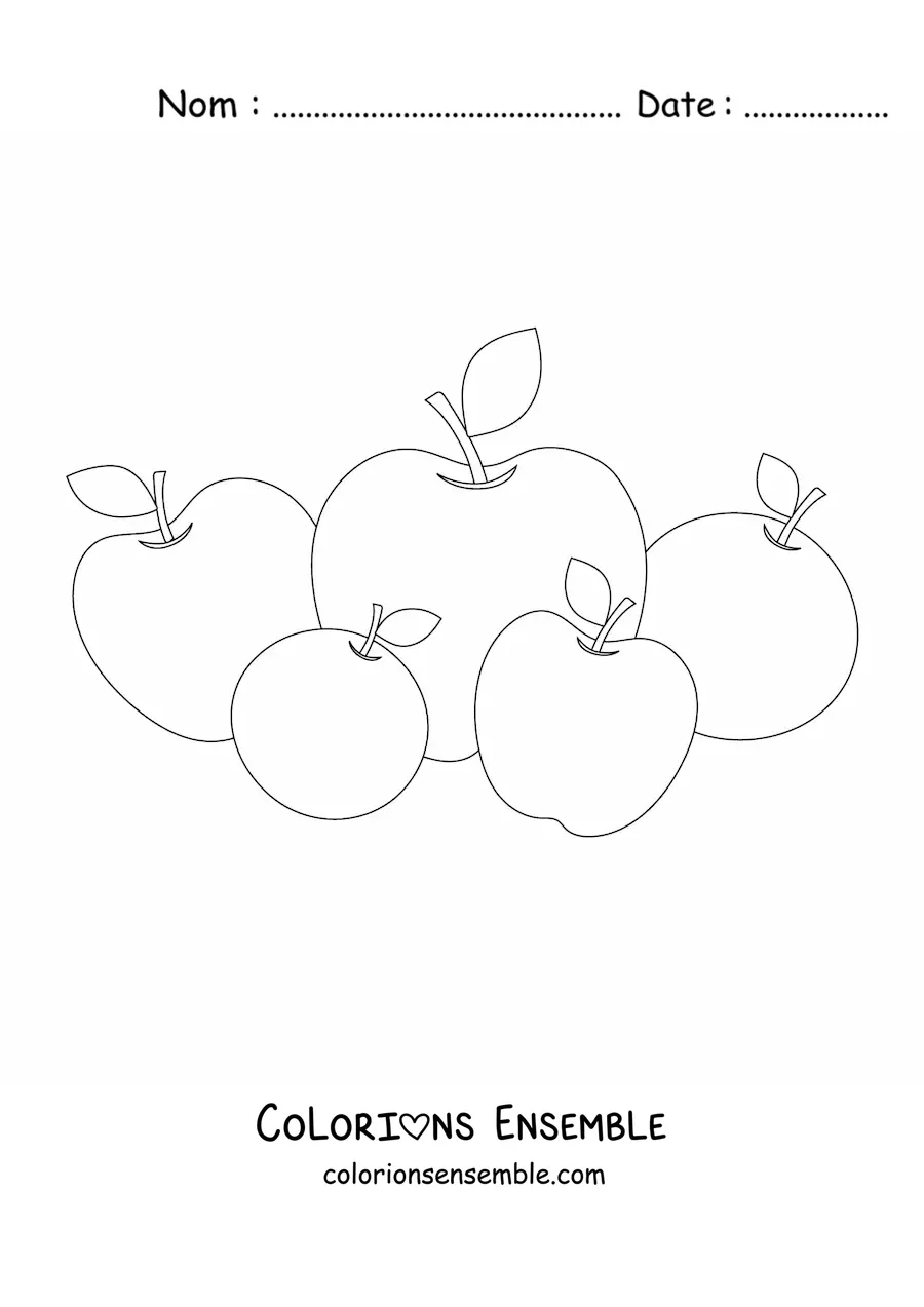 Image à colorier de cinq pommes