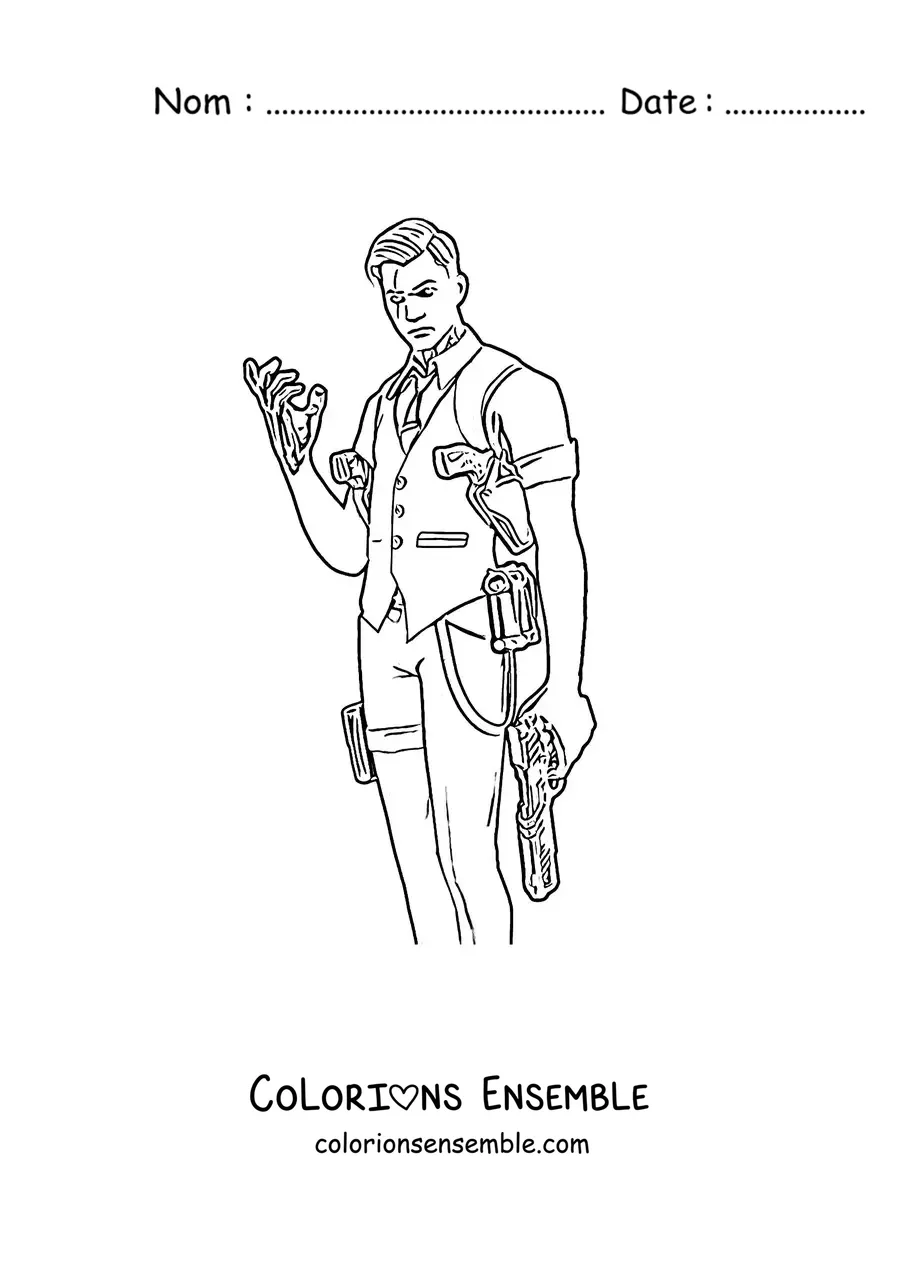 Coloriage de Midas de Fortnite tenant une arme
