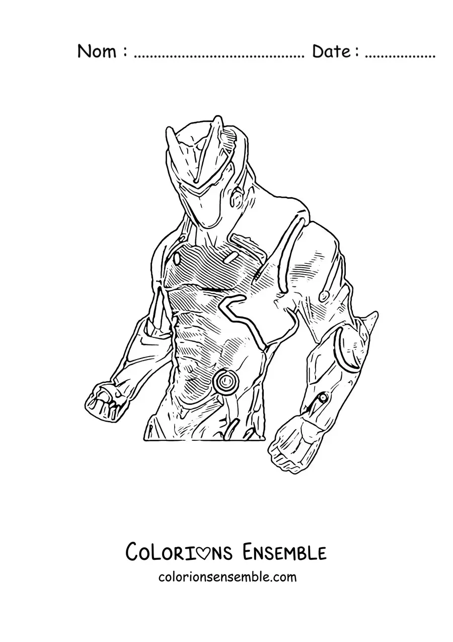 Coloriage d’Omega de Fortnite en position de combat