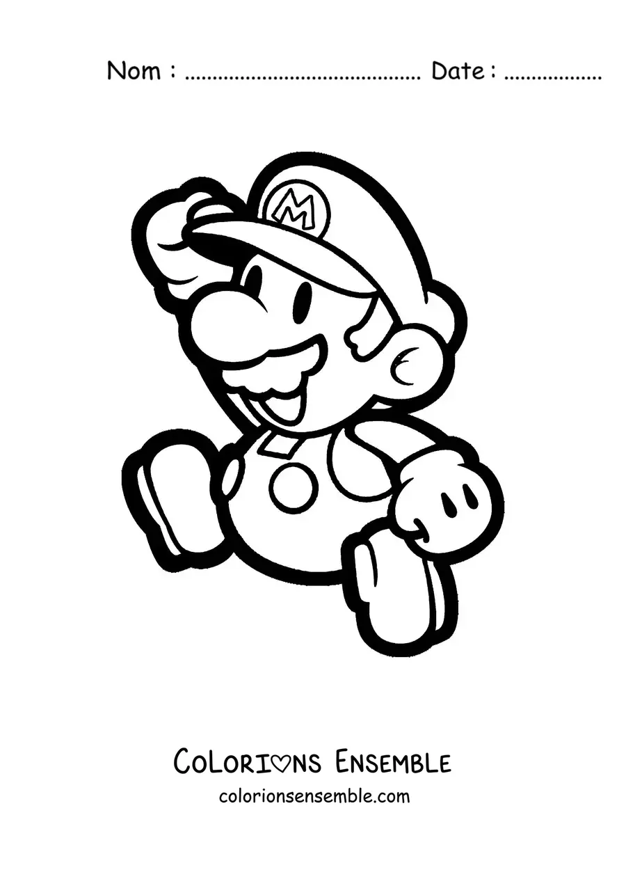 Coloriage de Paper Mario en train de sauter
