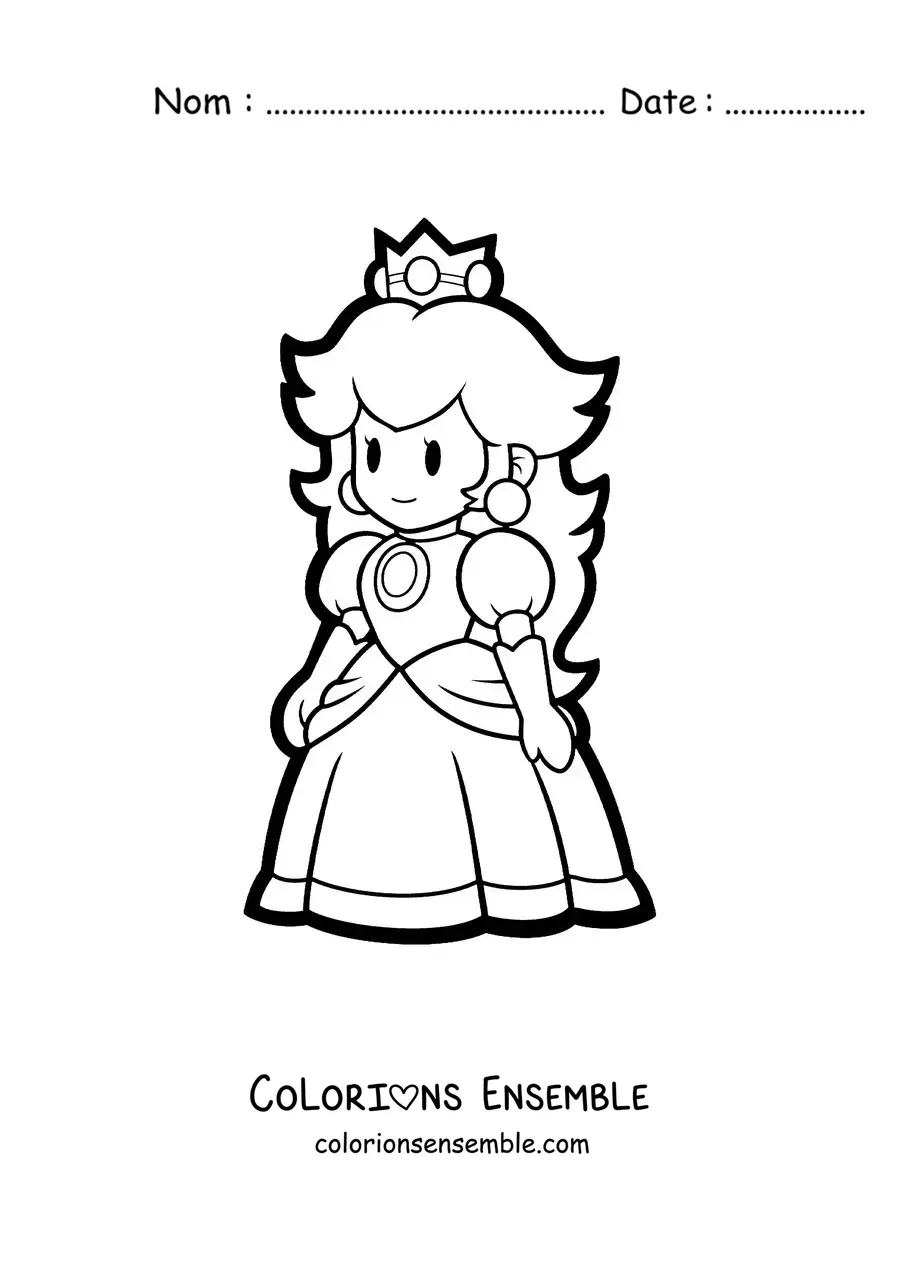 Coloriage de Paper Peach de Mario Bros