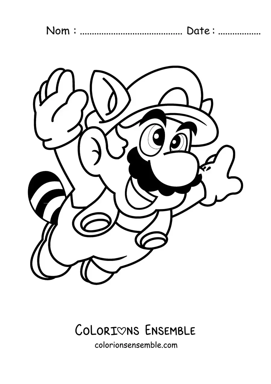 Image à colorier de Mario raton laveur de Mario Bros