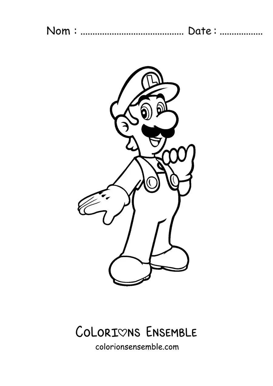 Image à colorier de Luigi de Mario Bros
