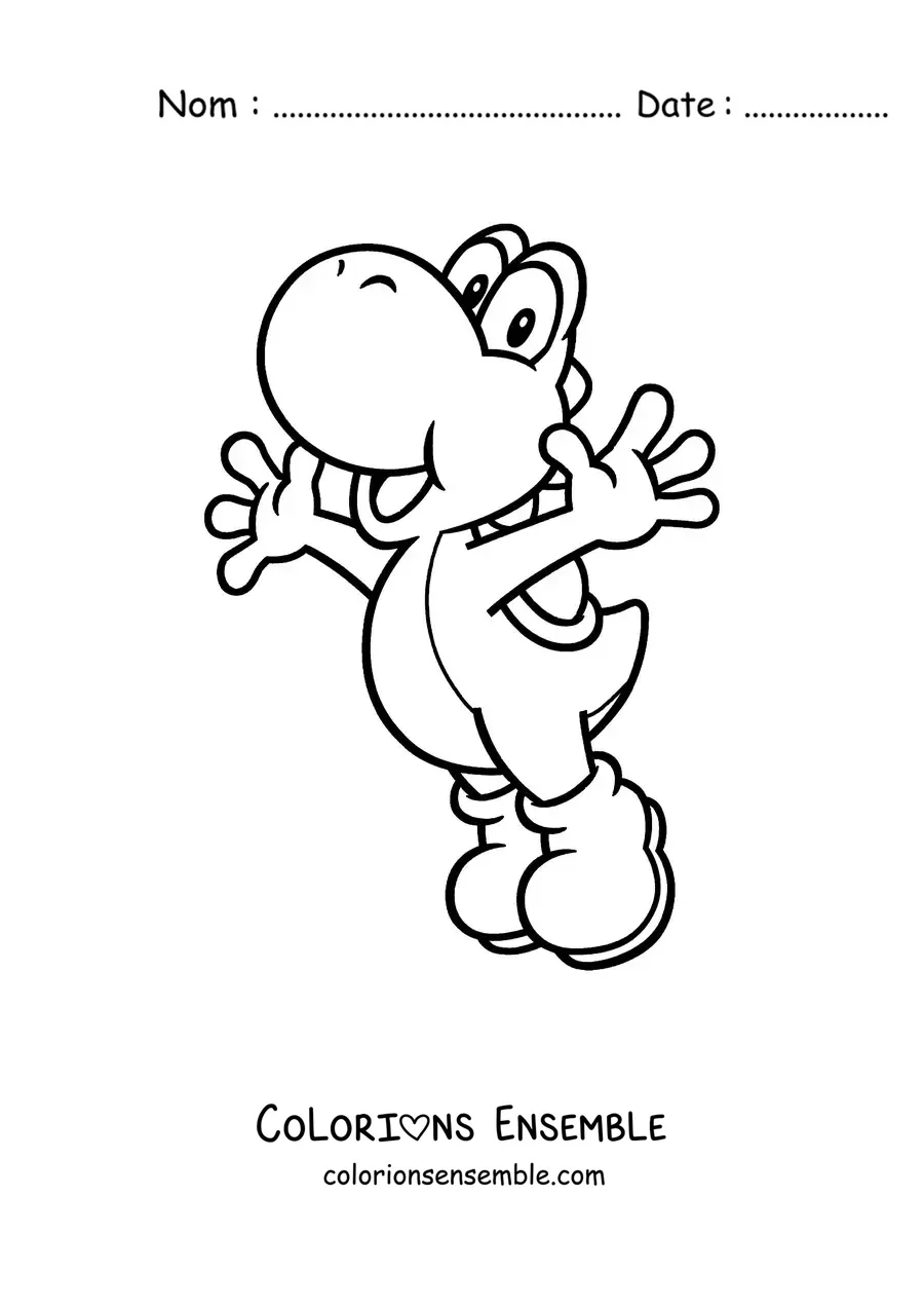Image à colorier de Yoshi de Mario Bros en train de sauter