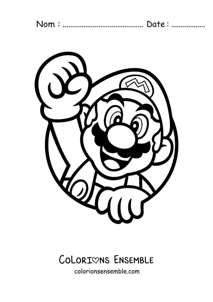 Image à colorier de Mario levant le poing