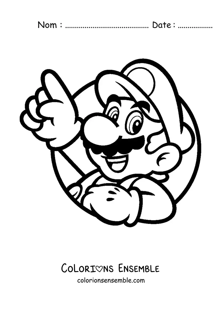 Image à colorier du visage de Mario