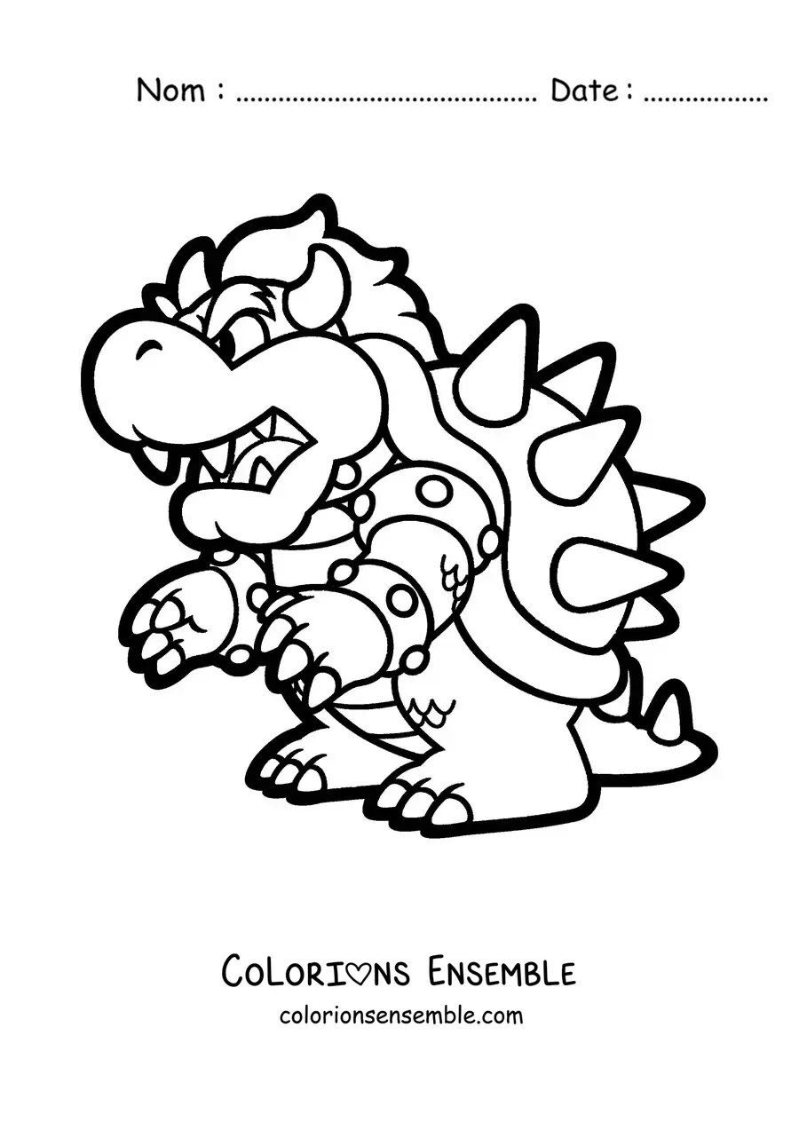Image à colorier de Bowser de Mario Bros de profil