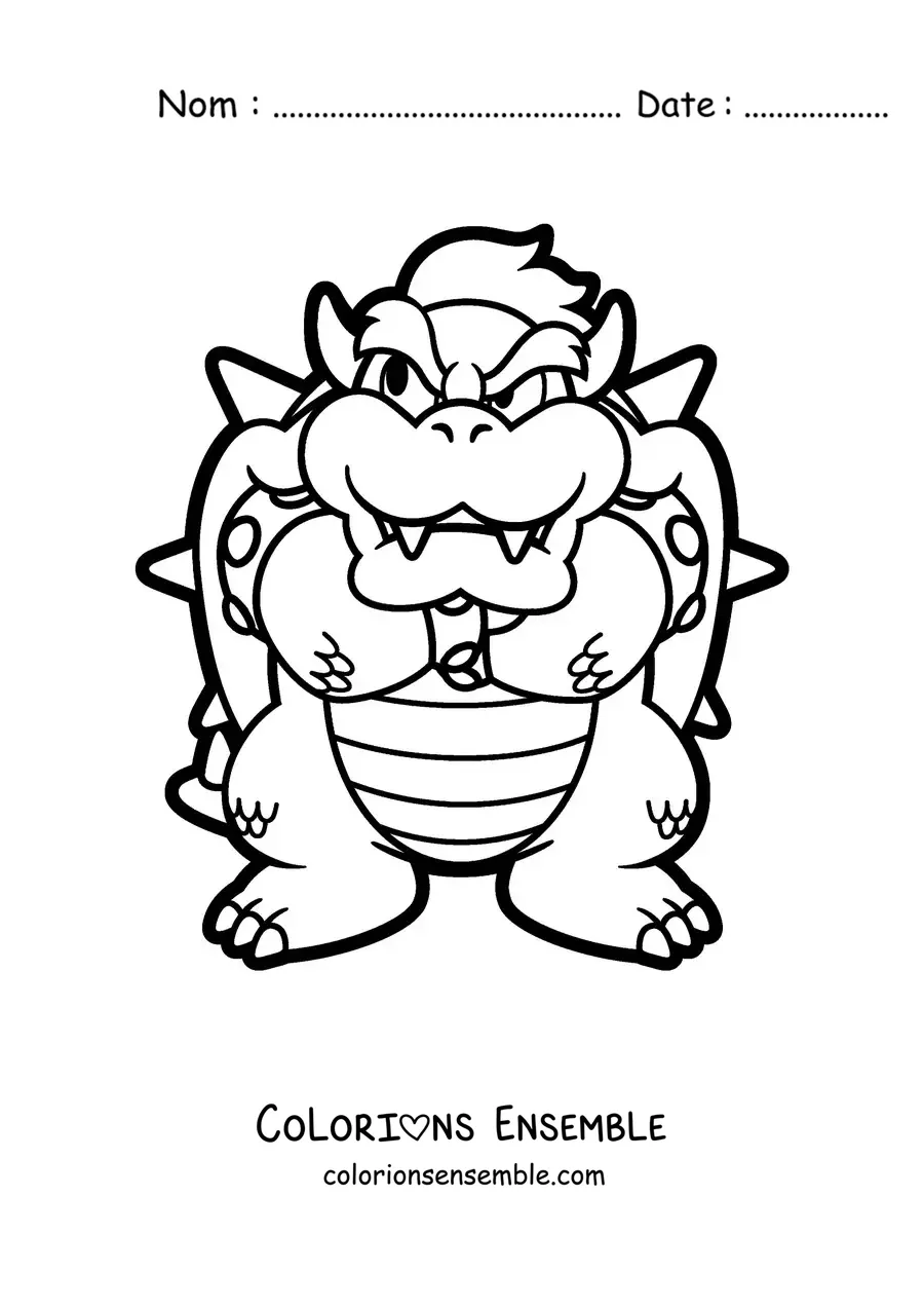 Image à colorier de Bowser de Mario Bros croisant les bras