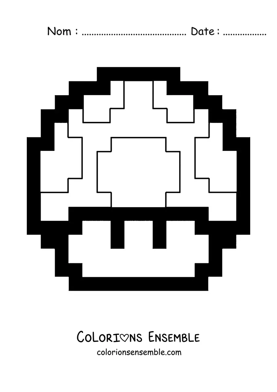 Image à colorier de Toad de Mario Bros en 8 bits