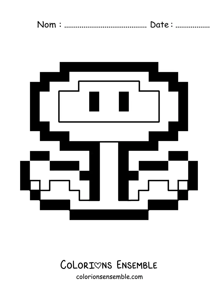 Image à colorier d’une fleur de feu de Mario Bros en 8 bits