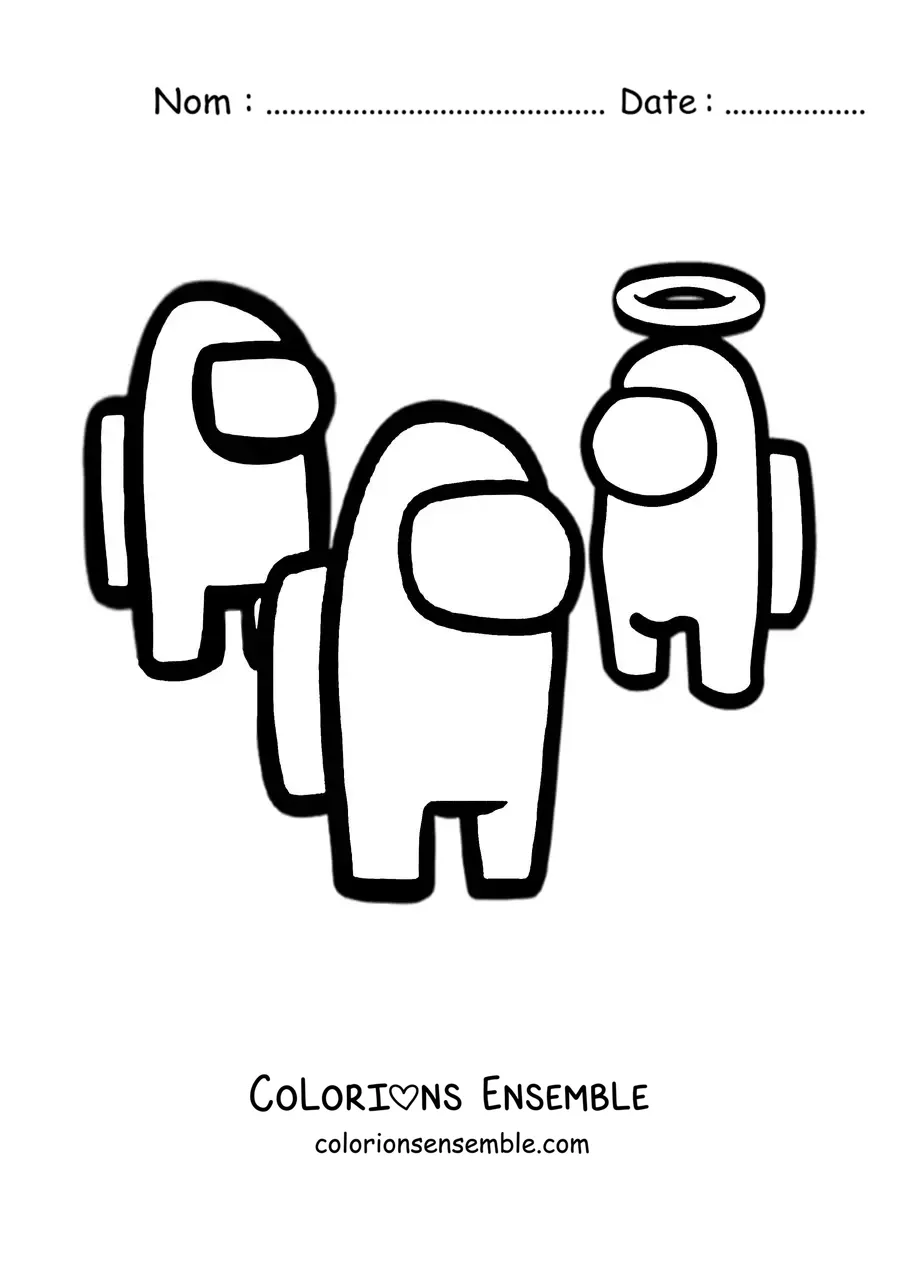 Image à colorier de trois membres d’équipage d’Among Us