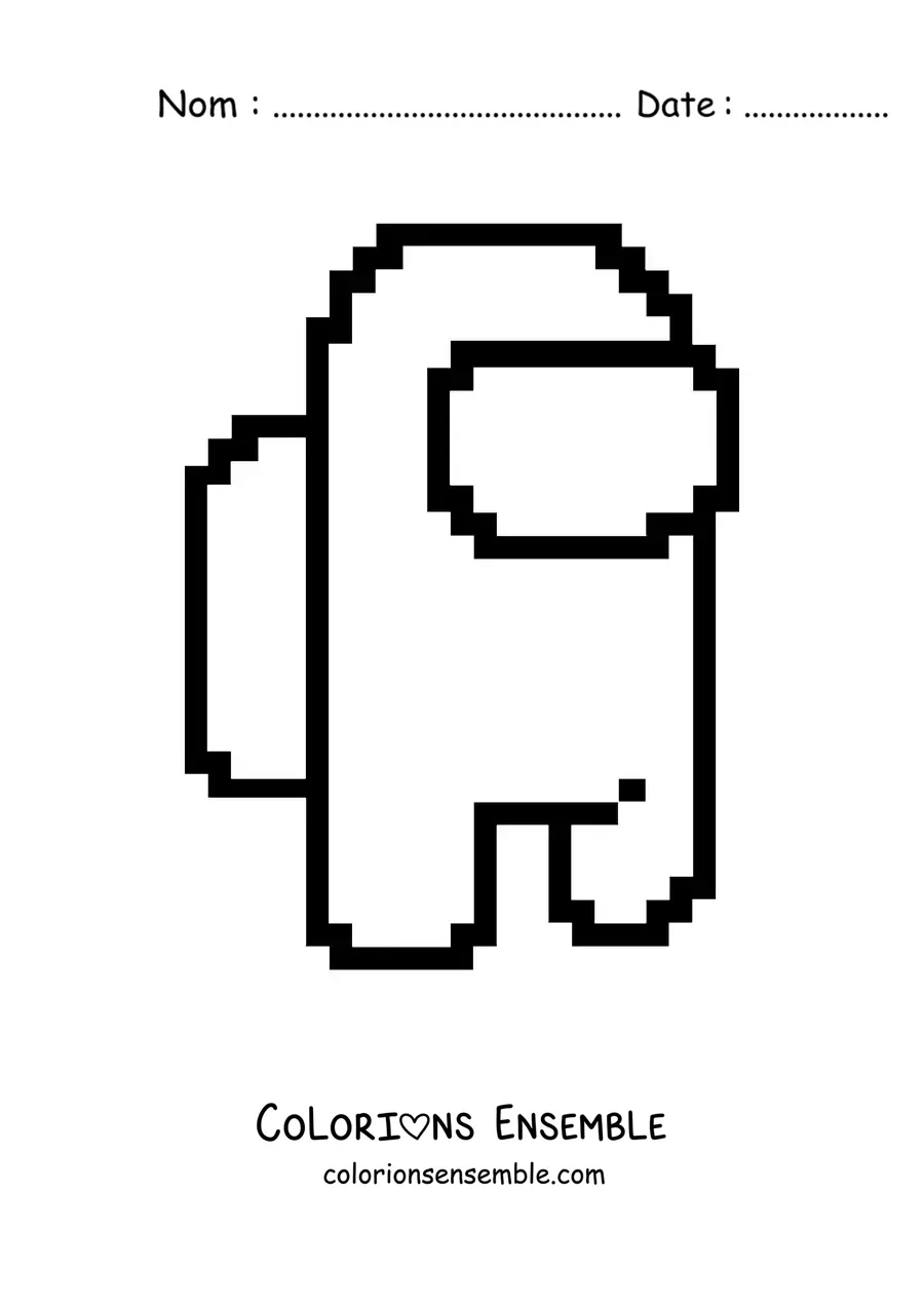 Image à colorier d’un membre d’équipage d’Among Us en 8 bits